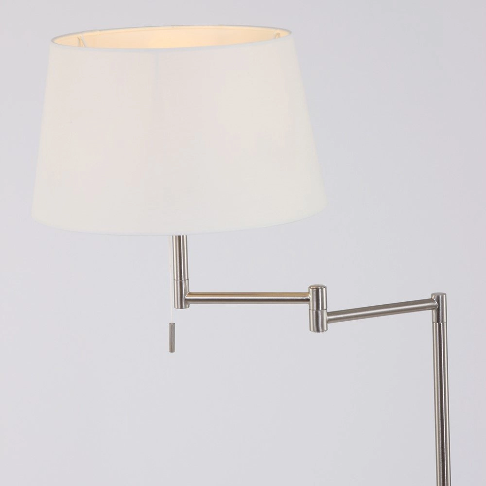 Lampadaire Mexlite 154 cm gris métallisé avec abat-jour blanc Steinhauer 8712746048094
