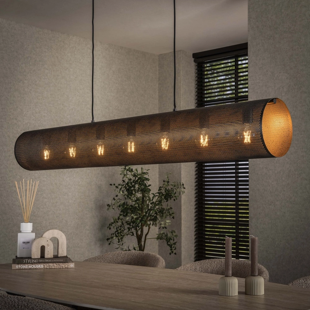 Lampe suspendue horizontale en maille Tubon 145 cm - 7x E27