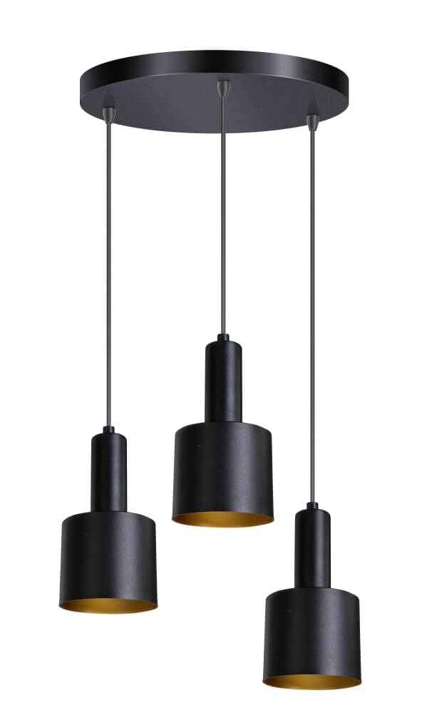 Lampe suspendue noire Sledge 3 lumières noir avec or Lampe suspendue noire Sledge 3 lumières noir avec or