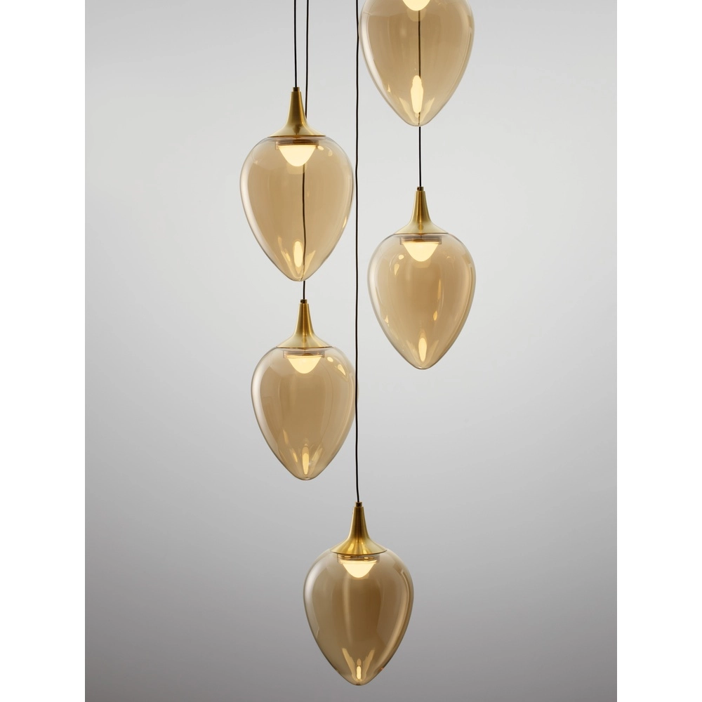 Suspension Nali Verre ambré à 5 lumières Suspension Nali Verre ambré à 5 lumières