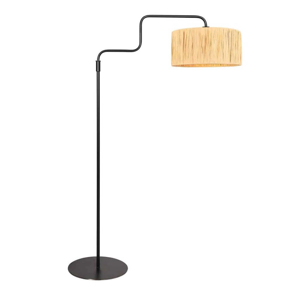 Lampadaire noir Bloeba avec capuche couleur paille