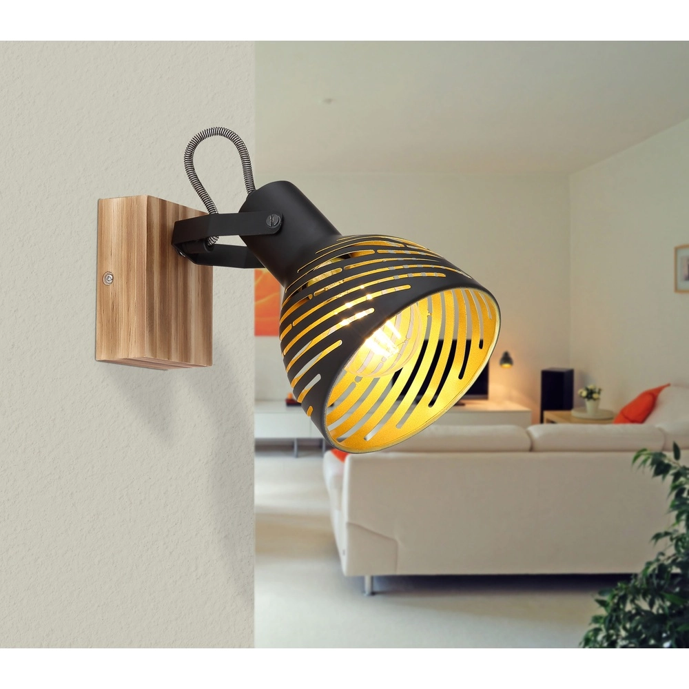 Lampe murale Lenna Bois avec du noir Globo 9007371419685
