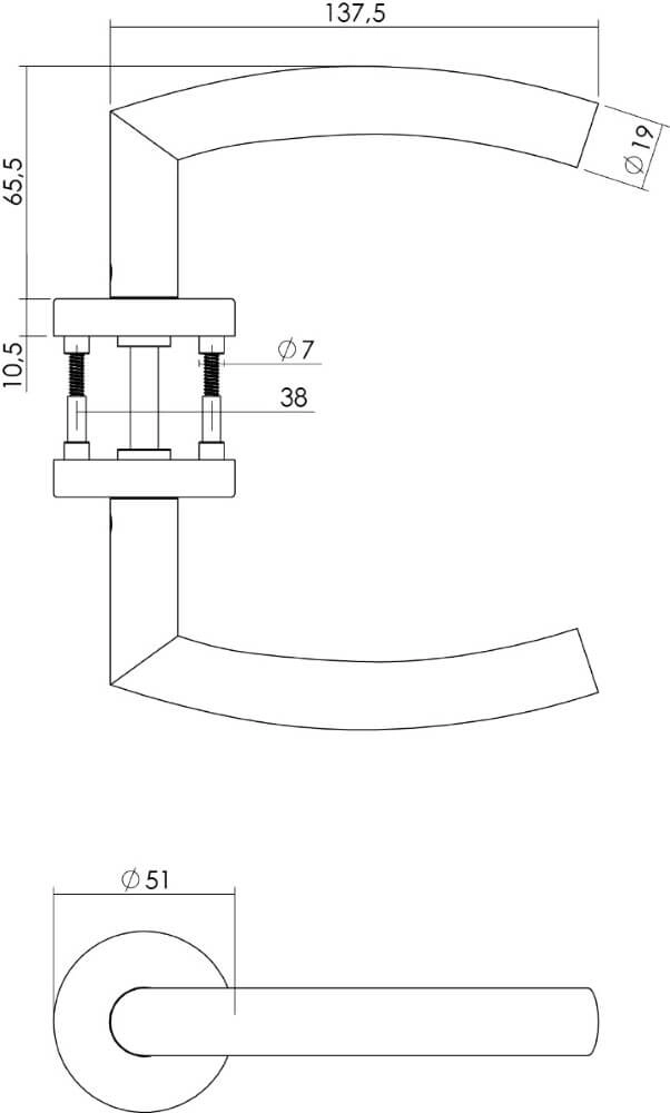 Poignée Rond sur rosace en acier inoxydable Ø 51mm Intersteel 8714186422601
