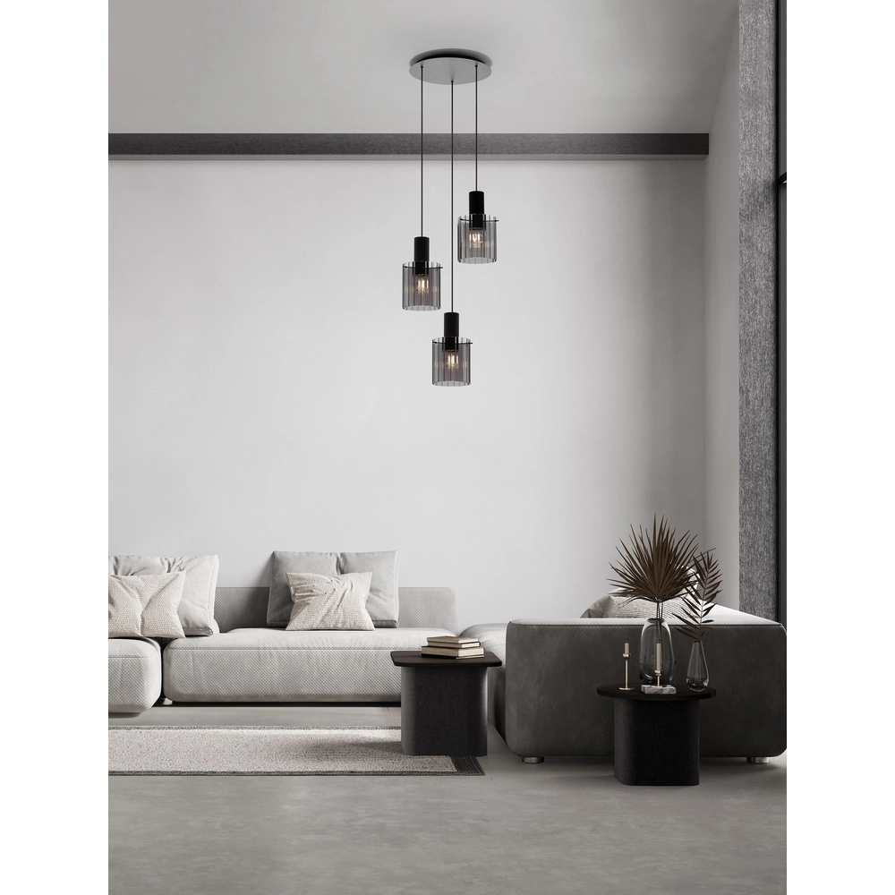 Suspension design Mirbi 3 lumières noir rond Lyora 5212017468437
