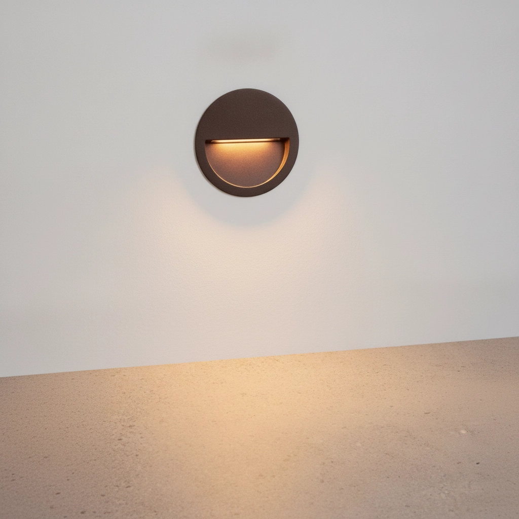 Lampe murale ronde encastrée Sete Brun rouille