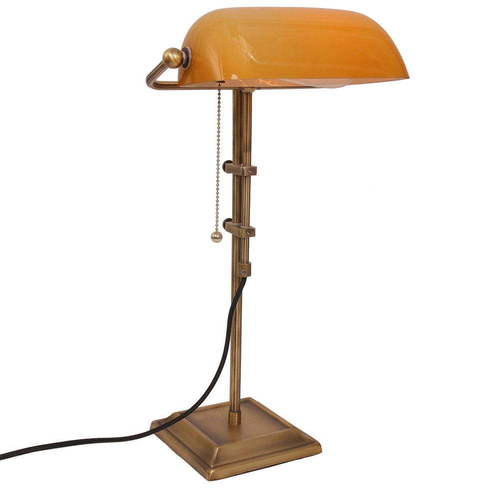 Lampe de banquier Ancilla bronze avec marron