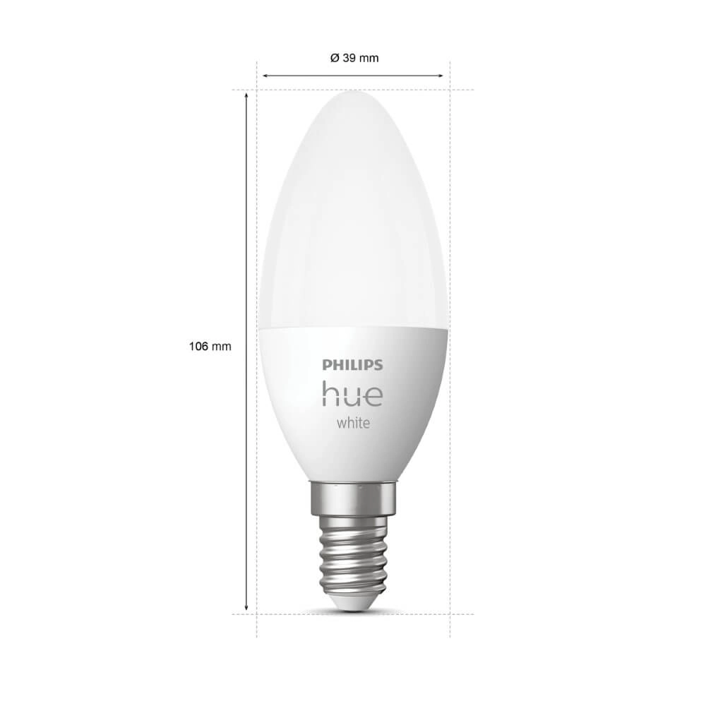 Bougie source de lumière Hue - E14 - 6W - White lot de 2 Philips 8719514320628
