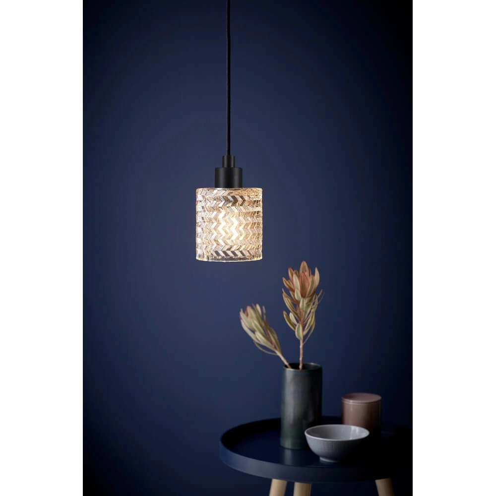Suspension Hollywood noir avec verre ambré Nordlux 5701581405486