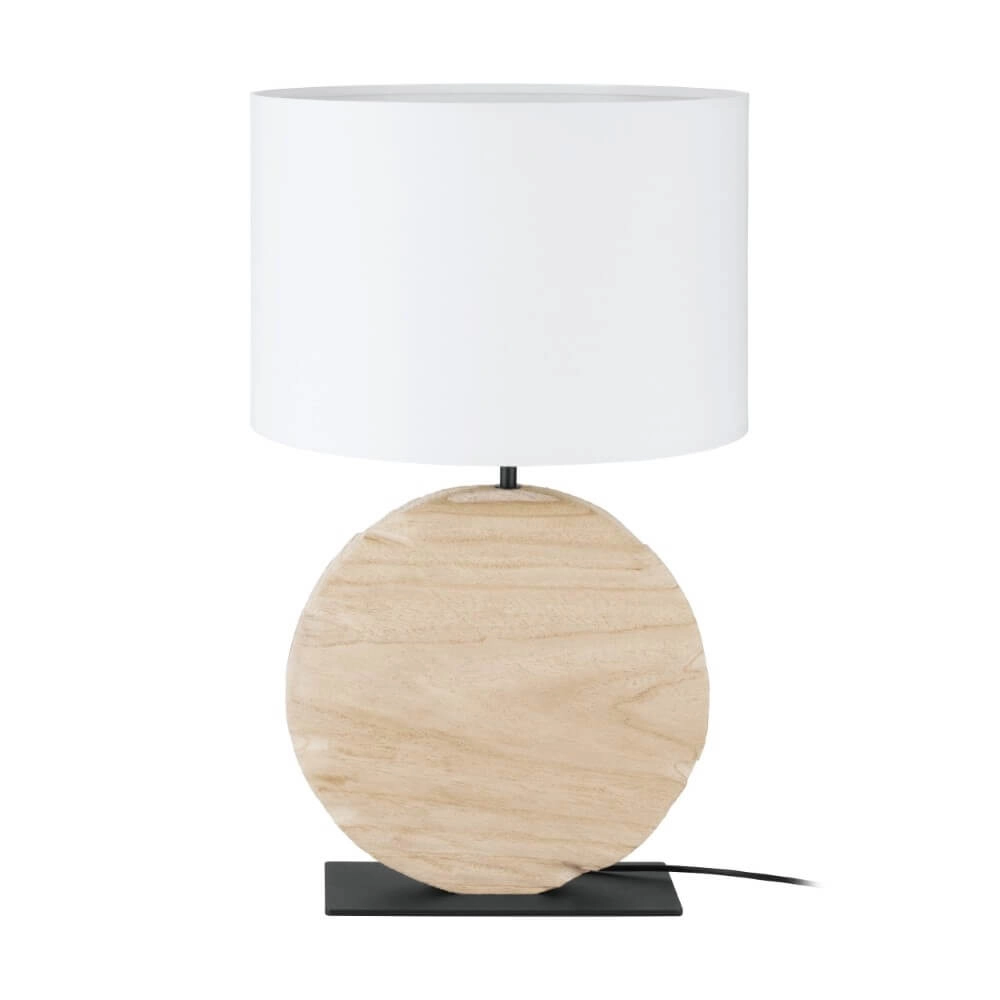 Lampe de table Contessore bois rond avec du blanc Lampe de table Contessore bois rond avec du blanc