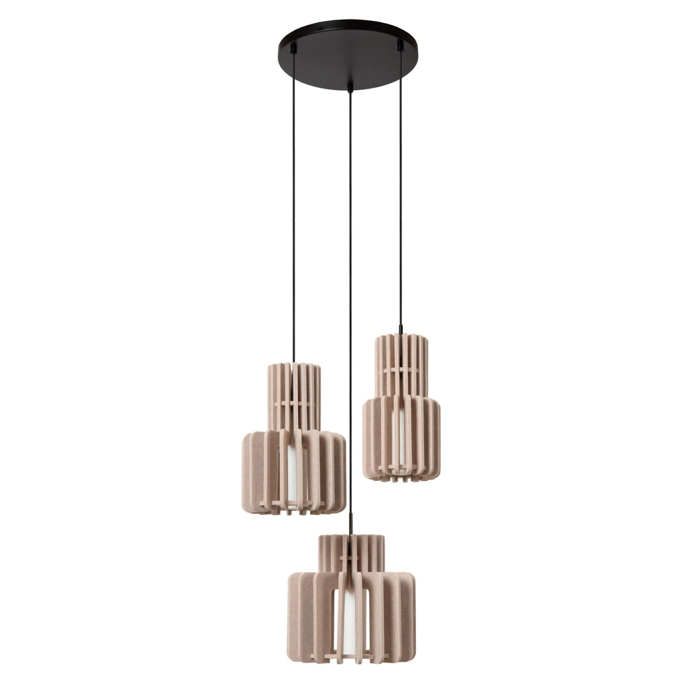 Lampe pendante de conception Rollo Brun sable clair à 3
