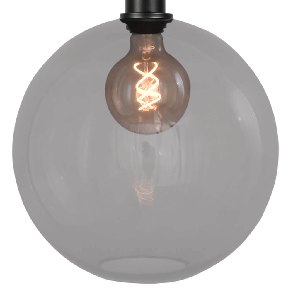 Lampe suspendue Ø 30cm Bella 2 Noir avec verre fumé Masterlight 8718121260556