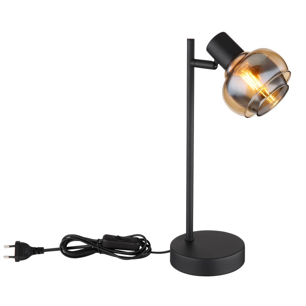 Lampe de table noire Tokki Verre fumé ambré simple Globo 9007371452033