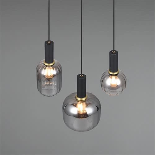 Lampe suspendue pour salle à manger Diva 3 lumières - verre fumé Trio 4017807614565