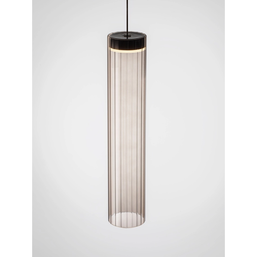Lampe pendante de conception Brielle anthracite avec verre moka