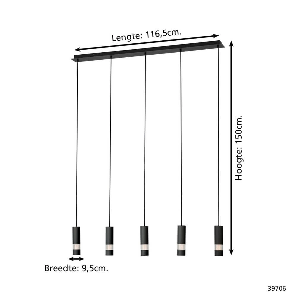 Lampe suspendue 5 lumières Bernabeta noir Stars of Light 9002759397067