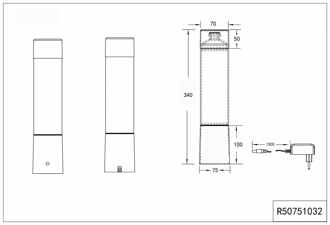 Lampe de table Tornado Ø 7,5 cm - RVB Trio 4017807558784