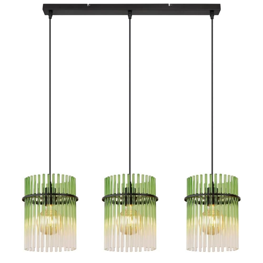 Suspension noire Gorley avec verre vert 3 lumières Globo 9007371474974