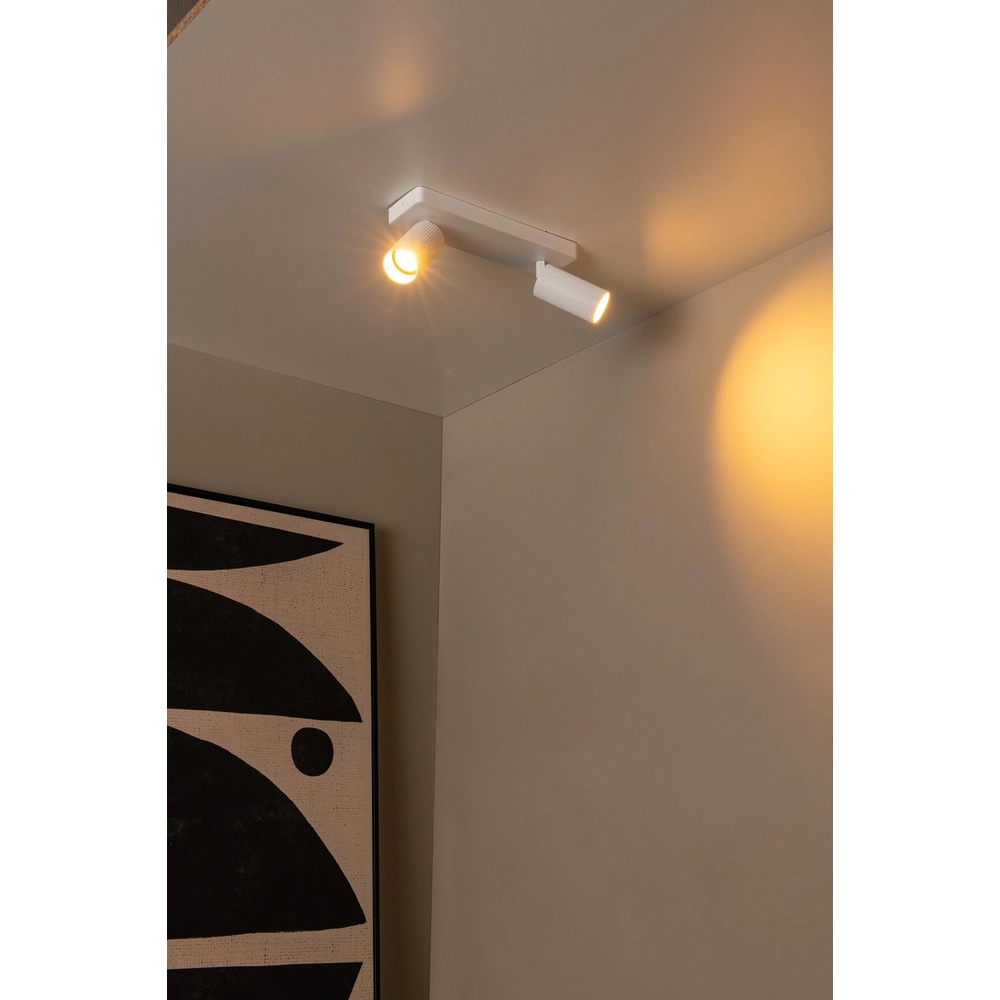 Emplacement de plafond monté en surface Clubs Blanc à deux lumières Lucide 5411212093516