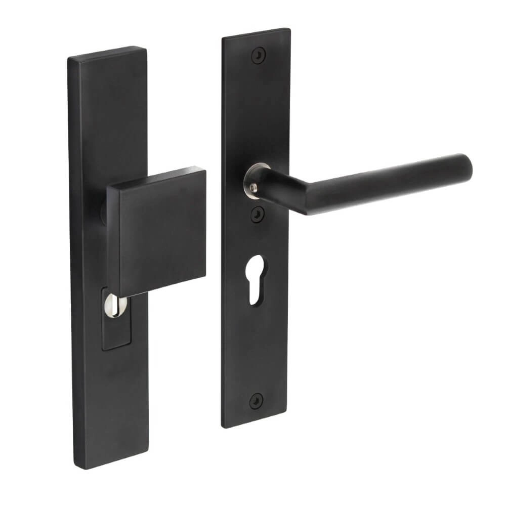 Ferrures de porte d’entrée Vurano protection contre la traction du noyau PC 55mm droit noir