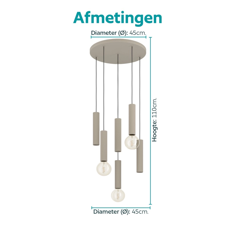 Lampe pendante de conception Fariolo brun sable 6 lumières Ø 48cm Eglo 9008606391653