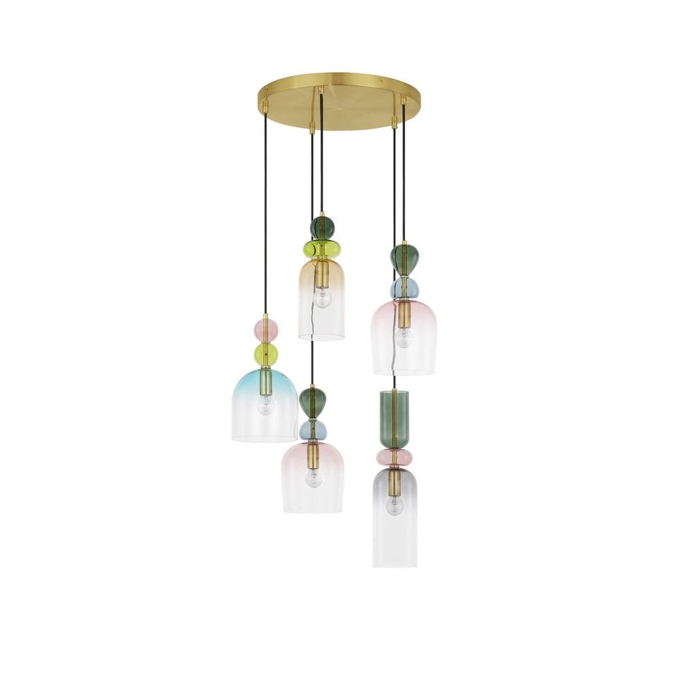 Suspension colorée Murano 5 lumières Lyora 5212017434234