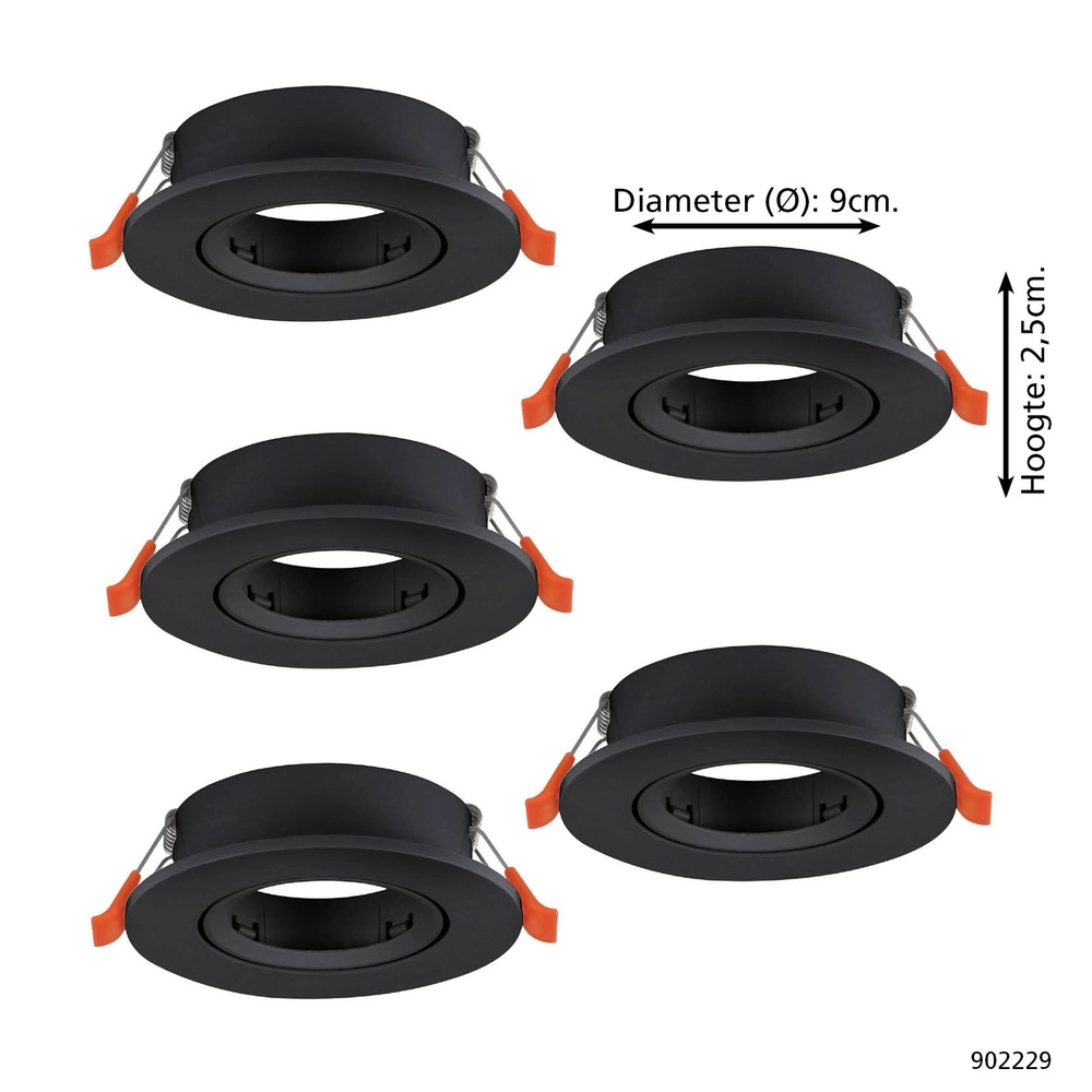 Lot de 5 spots encastrés Barranco noir Ø 9cm Eglo 9008606359134