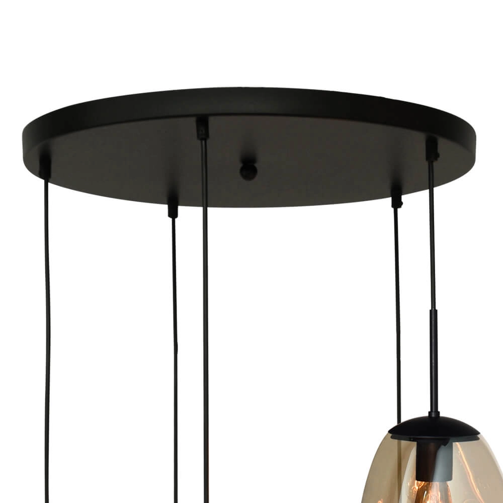 Lampe suspendue Vide Lava 5x verre doré Ø 22,5cm Masterlight 8718121286556