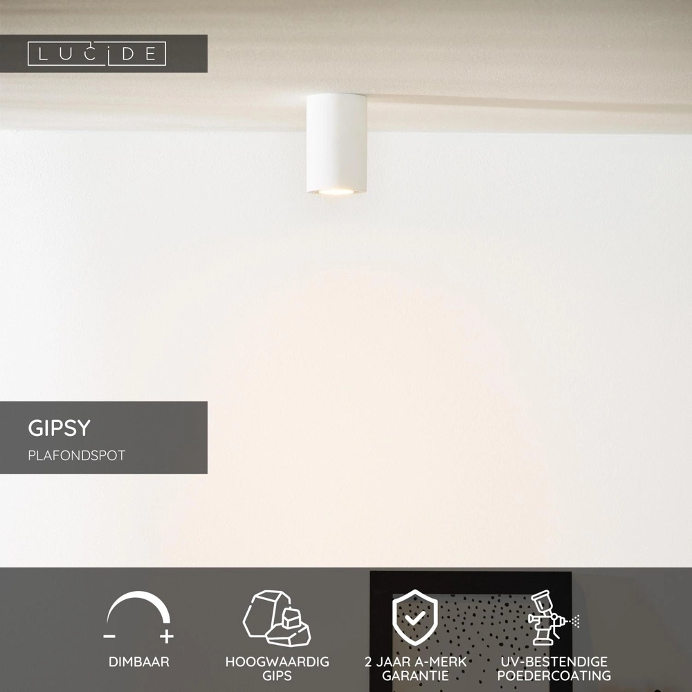 Projecteur de plafond Gipsy 11,2 cm de blanc Lucide 5411212351432