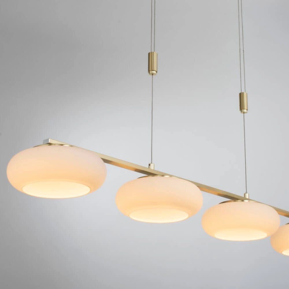 Lampe suspendue 4 lumières Q-Etienne en laiton droit Paul Neuhaus 4012248350478