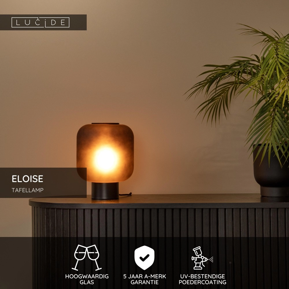 Lampe de table noire Eloise Ø 21cm Lucide 5411212452498