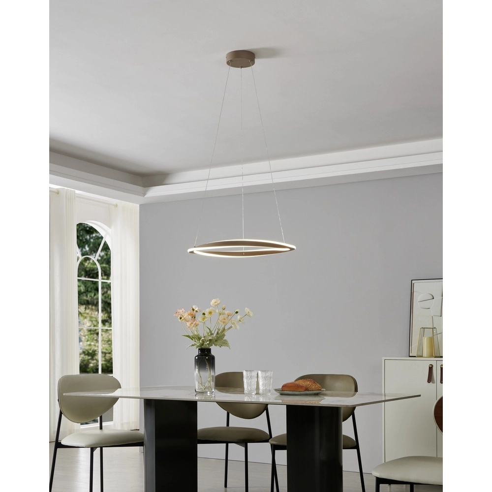 Lampe pendante de conception Camerota brun sable Ø 57cm Eglo 9008606391332