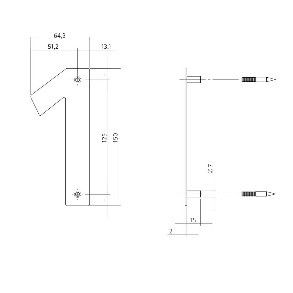 Maison numéro 1 Numbra Acier inoxydable 150x2mm Intersteel 8714186126707