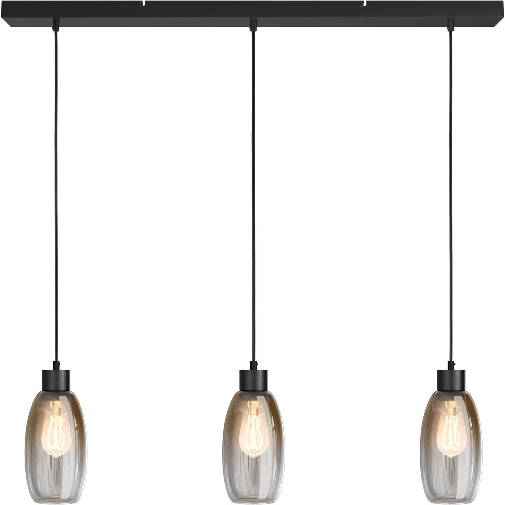 Lampe suspendue en verre Olive 3x Ø 12,5cm - noir