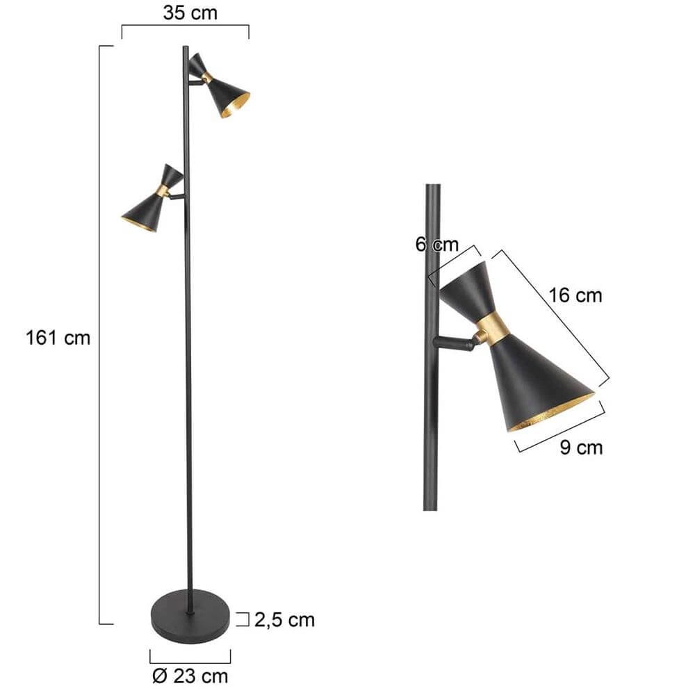 Lampadaire design Preto noir avec or Steinhauer 8712746176315