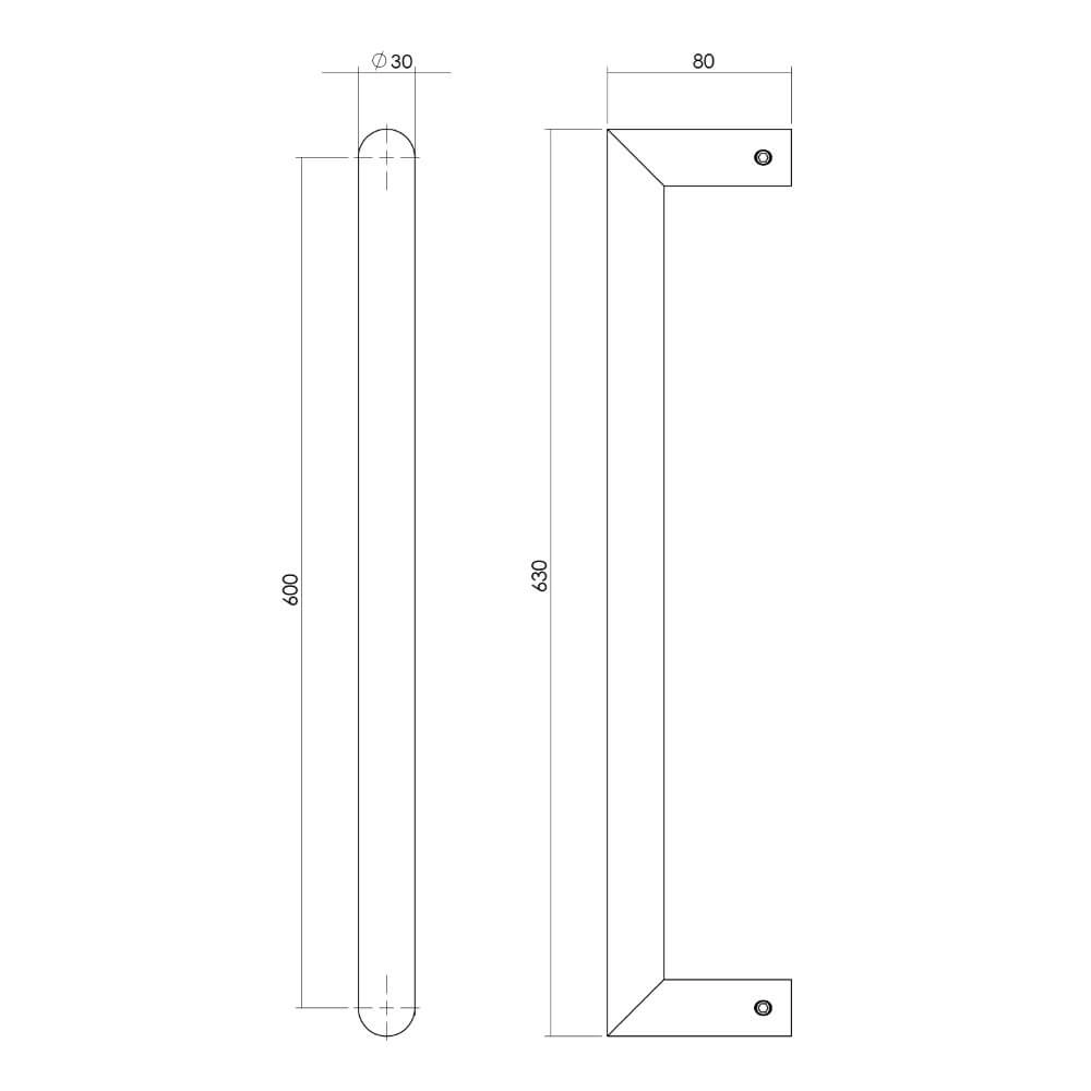 Poignée de porte droite Gripon 63cm en acier inoxydable Intersteel 8714186465257