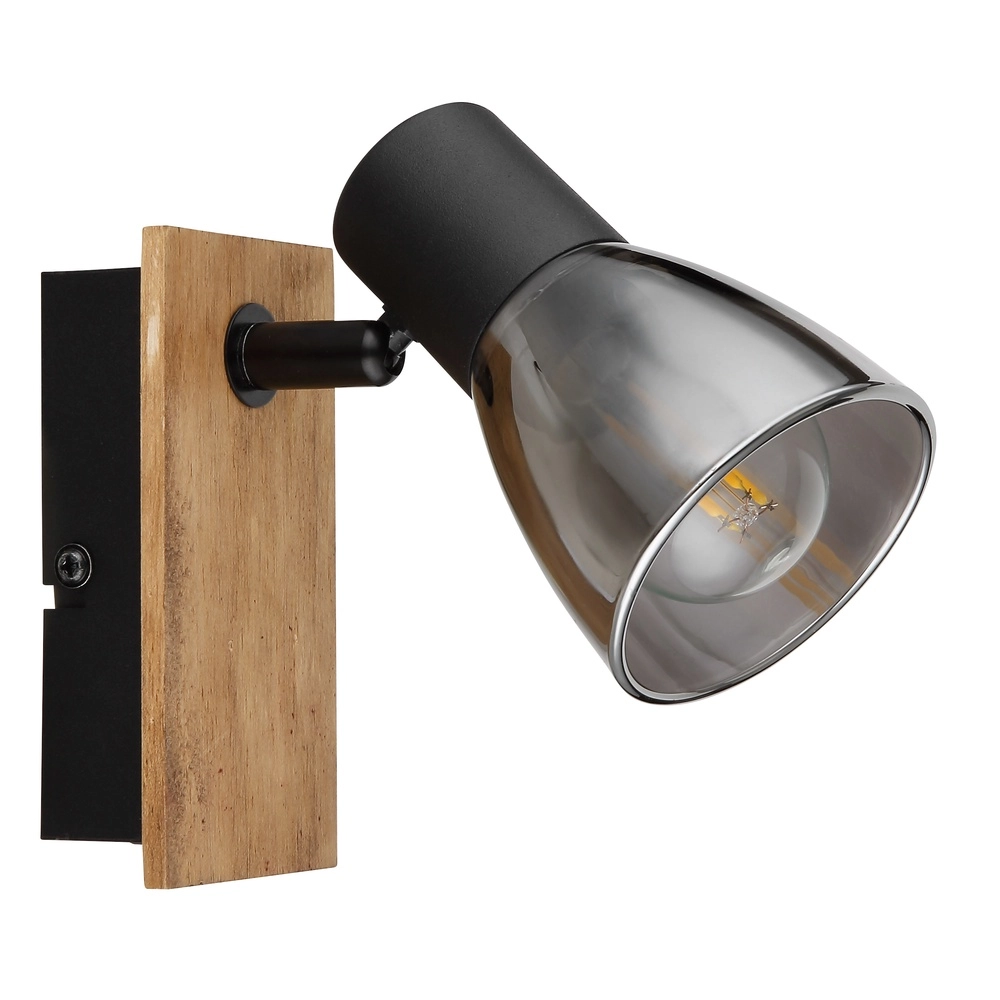 Lampe murale Claude noir avec bois Globo 9007371440207