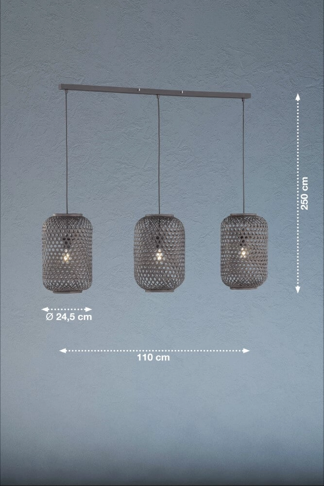 Lampe suspendue en rotin Calla noir Fischer & Honsel 4052231600081