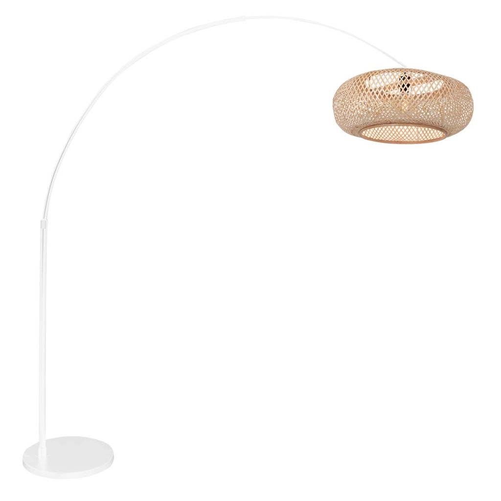 Lampe à arc blanc Maze Naturel avec capuche en rotin
