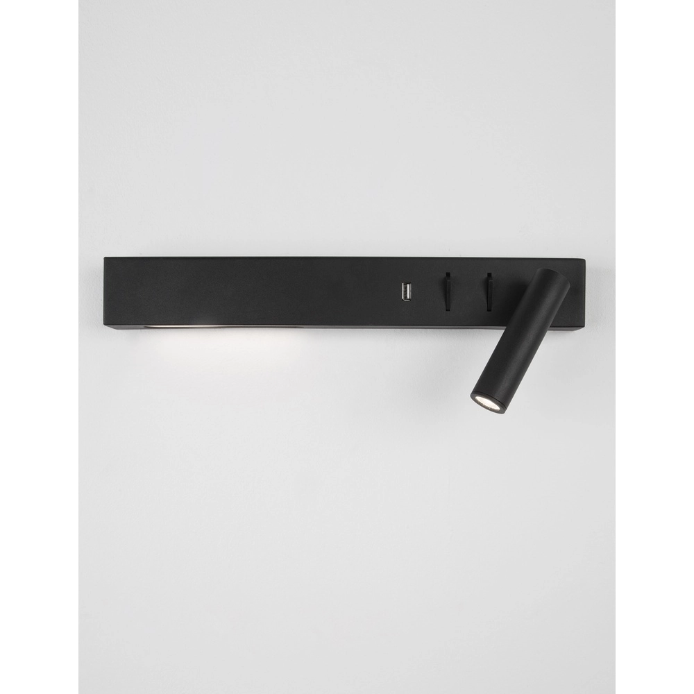 Lampe de chevet Vida Droite Noir avec USB