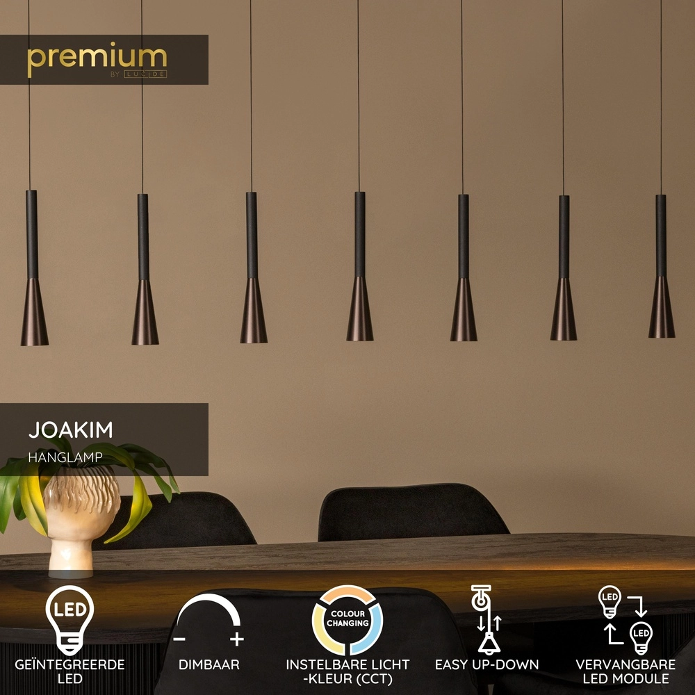 Lampe pendante de conception Joakim 7-café marron clair Premium by Lucide 5411212242129