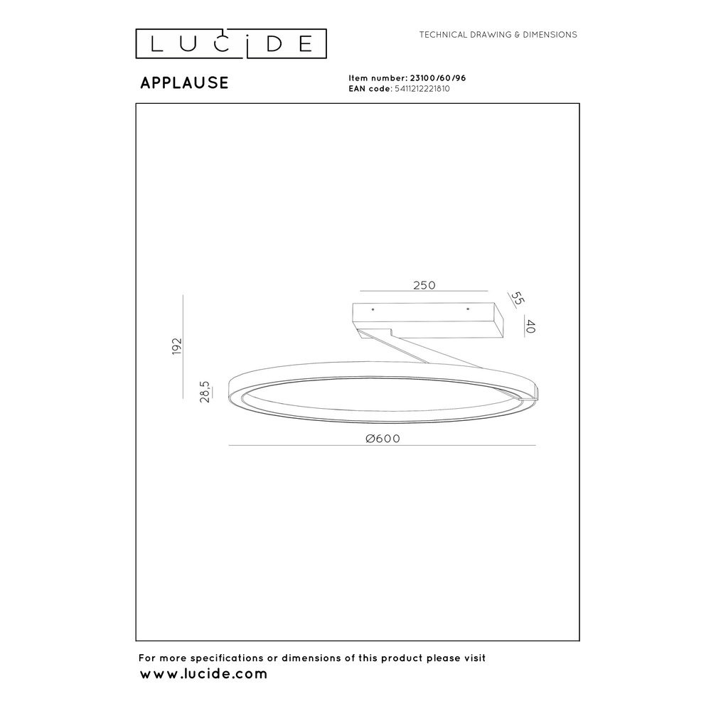 Lampe de plafond à design Applause Ø 60cm - café brun - avec télécommande Premium by Lucide 5411212221810