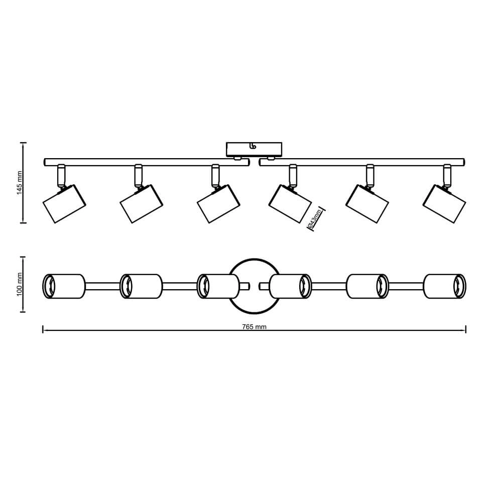 Plafonnier noir et doré Kerry 6 lumières Brilliant 4004353409059
