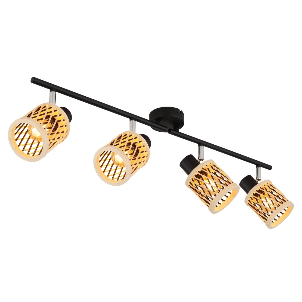 Lampe murale Mali 4 lumières noires avec capuchons