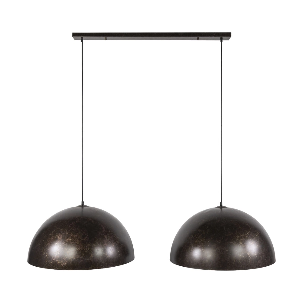 Lampe pendante industrielle Dome 2x Ø 60cm - brun urbain Lyora 8716803512573