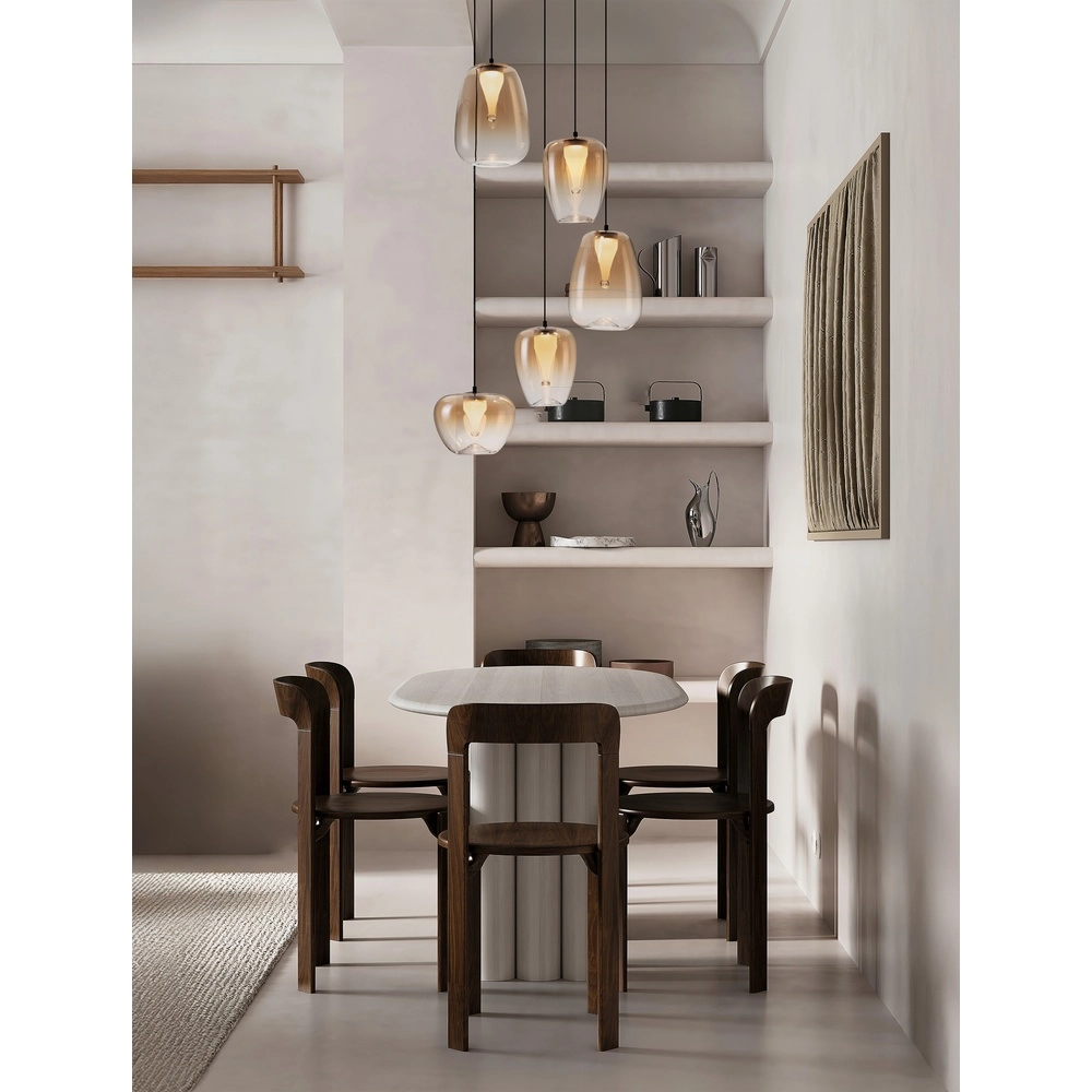 Suspension design Oblo Verre ambré à 5 lumières Lyora 5212017474155