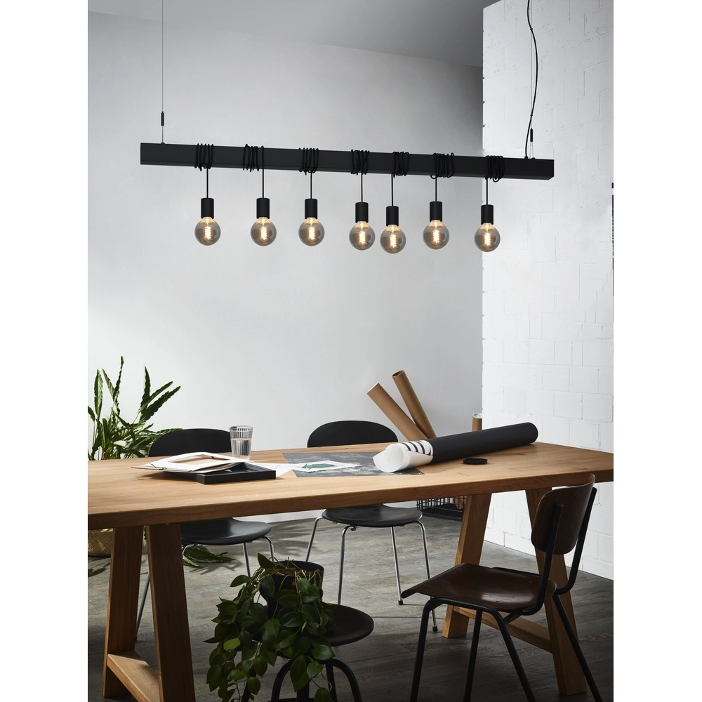Lampe suspendue à 7 lampes Townshend-B Noir - table à manger Eglo 9002759399382
