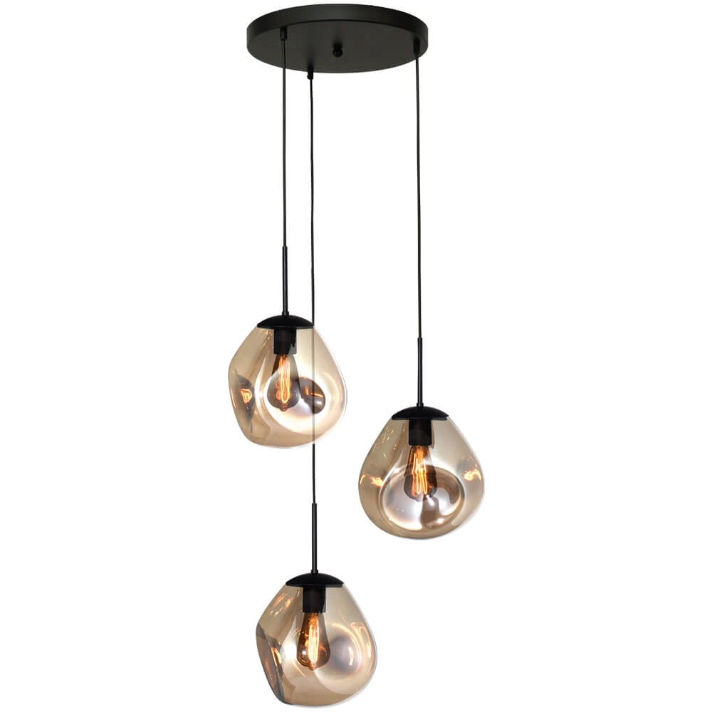 Lampe suspendue Lava 3x verre doré Ø 24cm Lampe suspendue Lava 3x verre doré Ø 24cm