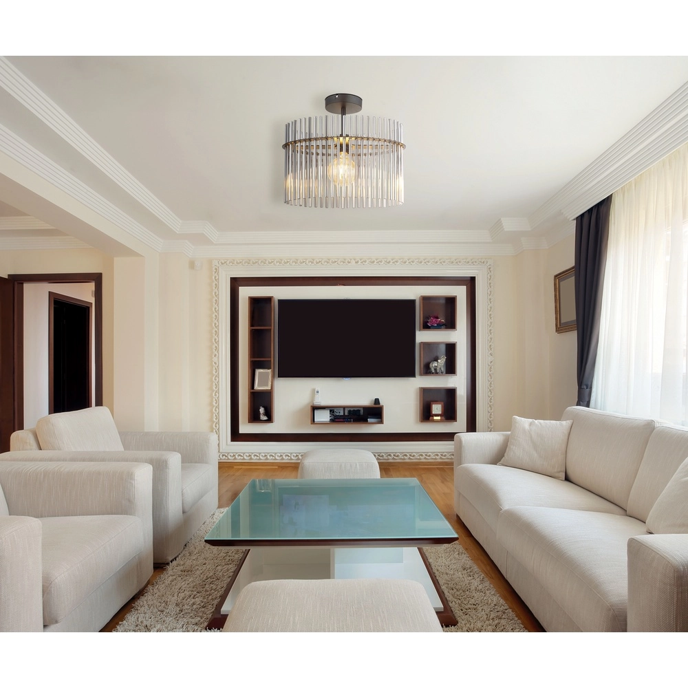 Lampe de plafond Gorley Noir simple avec tiges en verre Globo 9007371525621