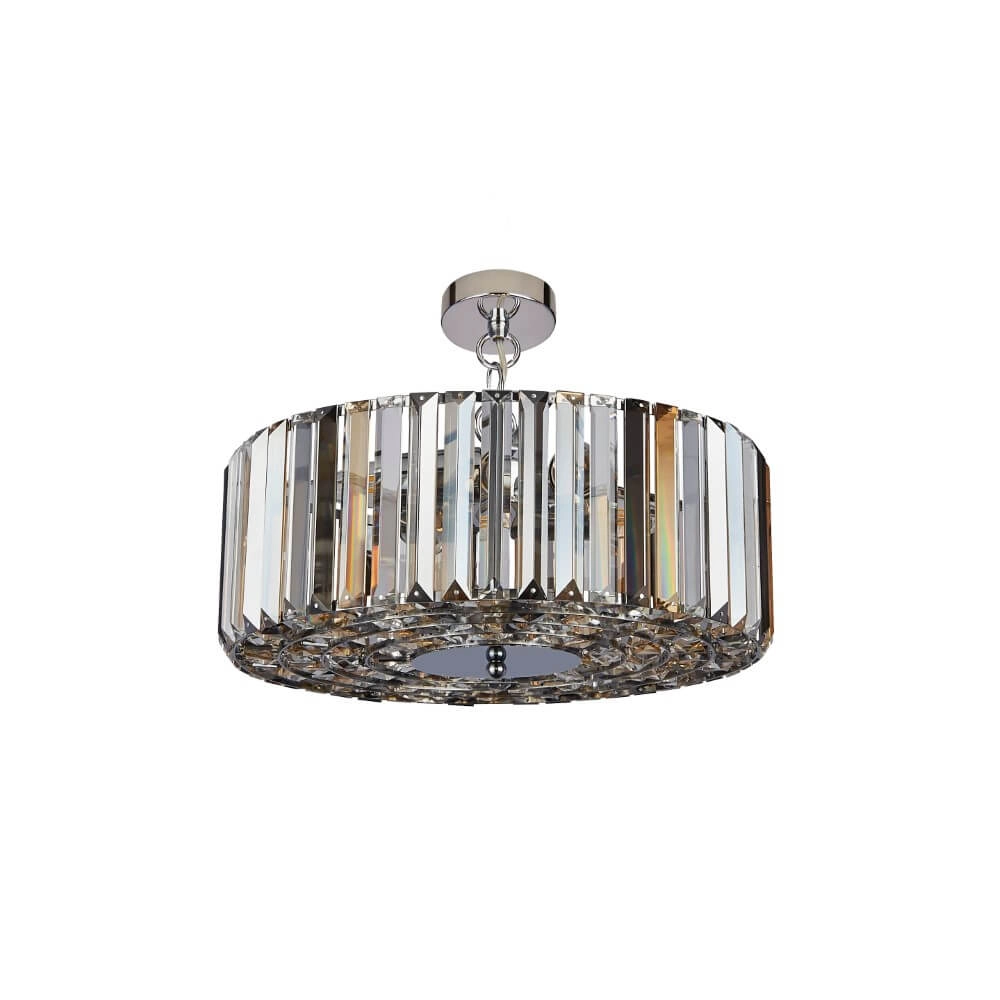 Lampe suspendue Chapeau 50 cm chromé avec verre cristal Searchlight 5053423189437