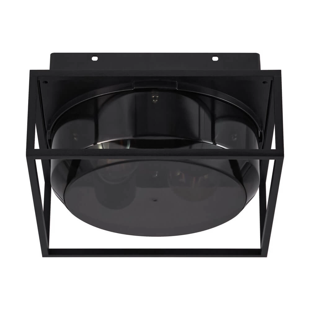 Plafonnier noir IP44 Griffin avec fenêtre anti-fumée Nordlux 5704924010767